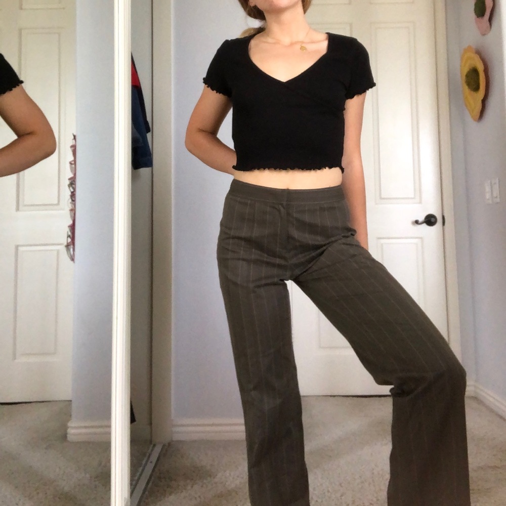 High waisted pin striped trousers